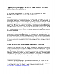 The Benefits of Gender Balance in Climate Change Mitigation Investments and Sustainable Energy Initiatives