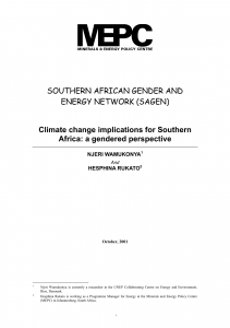 Climate Change Implications for Southern Africa: A gendered perspective