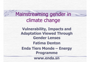 Mainstreaming Gender in Climate Change – Vulnerability, Impacts and Adaptation viewed through Gender Lenses