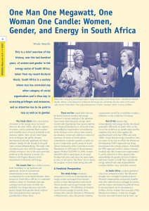 One Man One Megawatt, One Woman One Candle: Women, Gender, and Energy in South Africa