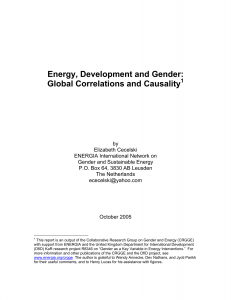 Energy, Development and Gender: Global Correlations and Causality