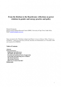 From the Kitchen to the Boardroom: reflections on power relations in gender and energy practice and policy