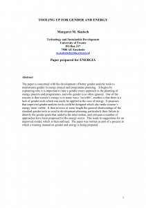 Tooling Up For Gender and Energy