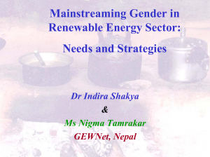Mainstreaming Gender in Renewable Energy Sector
