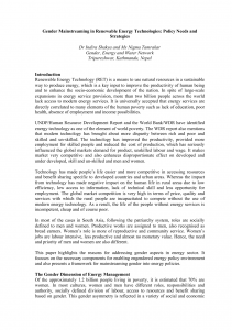Mainstreaming Gender in Renewable Energy Sector