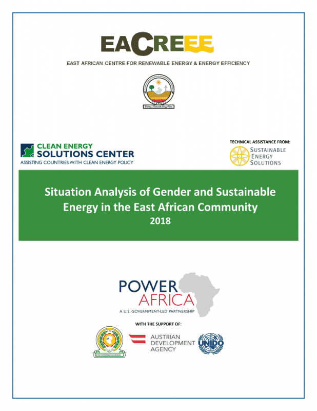 Situation Analysis of Gender and Sustainable Energy in the East African Community 2018