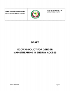 ECOWAS policy for gender mainstreaming in energy access