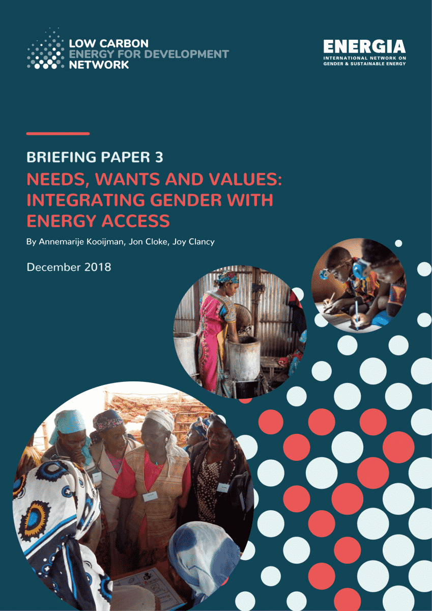 Briefing Paper 3 – Needs, wants and values: Integrating gender with energy access