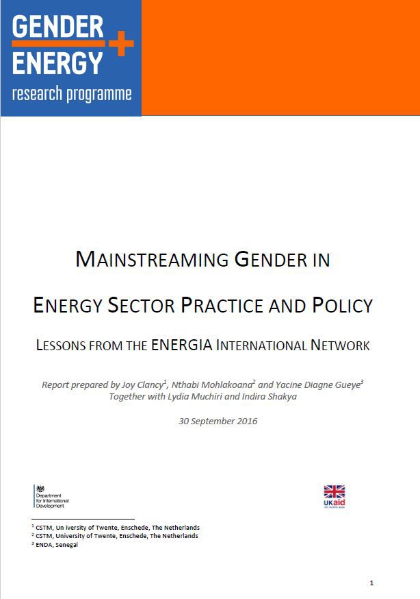 Mainstreaming gender in energy sector policy and practice_FULL REPORT