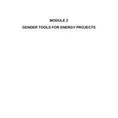 The Gender Face of Energy – Module 2. Gender Tools for Energy Projects