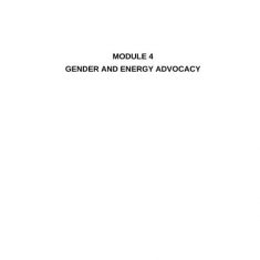 The Gender Face of Energy – Module 4. Gender and Energy Advocacy