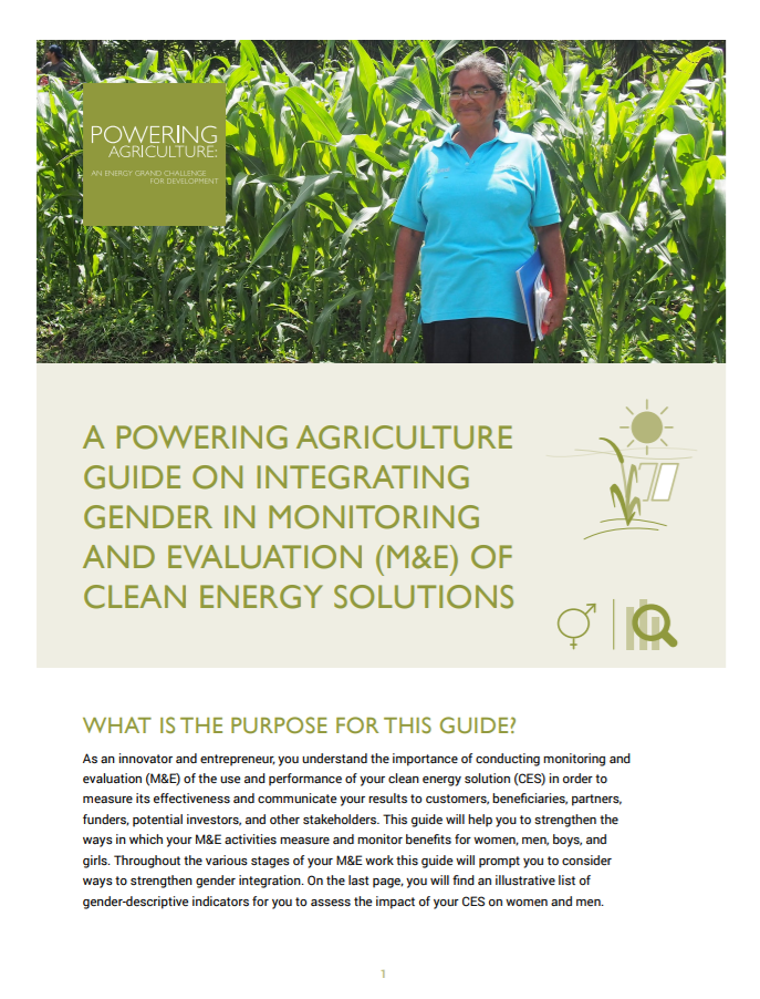 Powering Agriculture: Guide on Integrating Gender in Monitoring and Evaluation (M&E) of Clean Energy Solutions