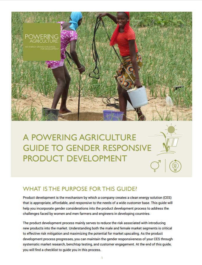 Powering Agriculture: Guide to Gender Responsive Product Development