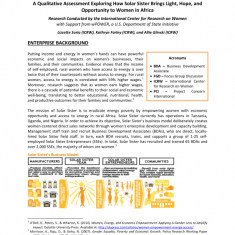 “With Solar Sister, Forward We Go”:   A Qualitative Assessment Exploring How Solar Sister Brings Light, Hope, and Opportunity to Women in Africa