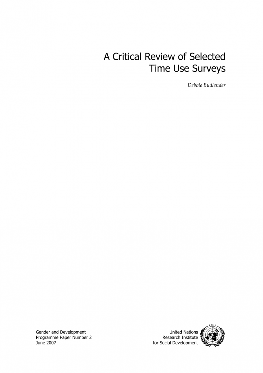 A Critical Review of Selected Time Use Surveys