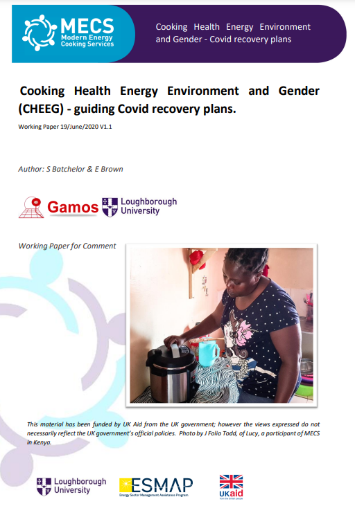 Cooking Health Energy Environment and Gender (CHEEG) – Guiding COVID recovery plans